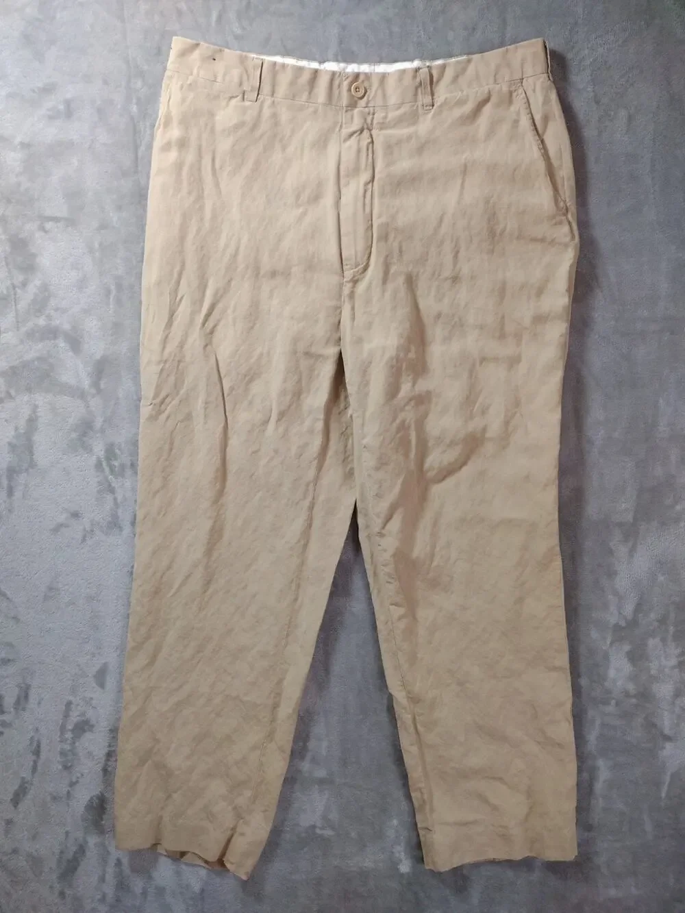 VTG Polo Ralph Lauren Dress Pants 36/30 Beige Linen Silk Formal Office Preppy